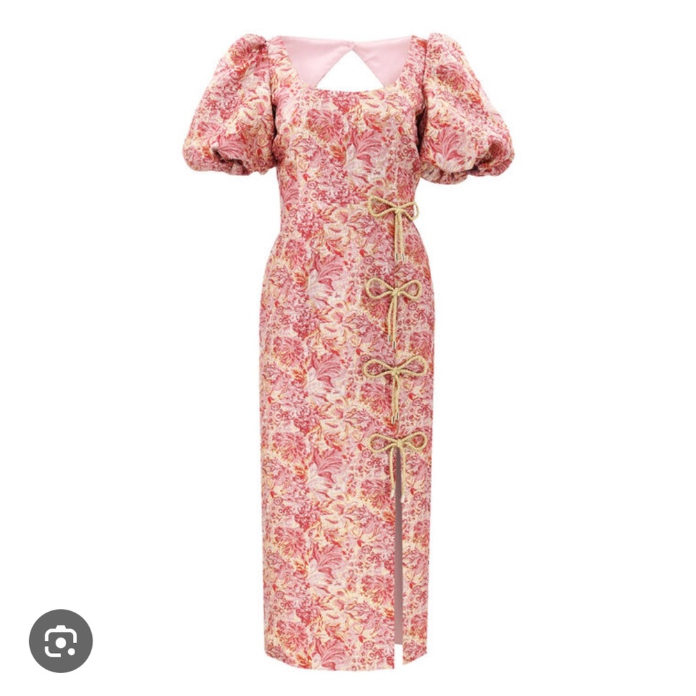 Mestiza Pia Midi Dress in Pink Jacquard